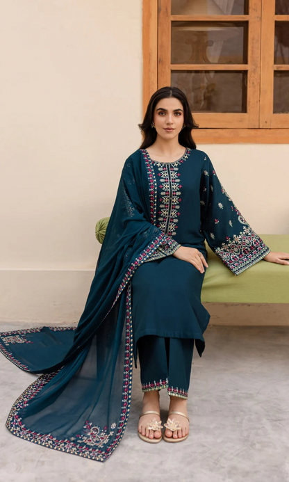 Batik - 3PC (Unstitched) Heavy Embroidered Lawn Suit - BT55