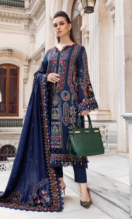 Maria.B - 3PC (Unstitched) Heavy Embroidered Dhanak Suit - GKA7507