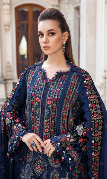 Maria.B - 3PC (Unstitched) Heavy Embroidered Dhanak Suit - GKA7507