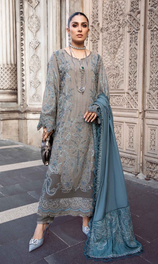 Maria.B - 3PC (Unstitched) Heavy Embroidered Dhanak Suit - GKA7506