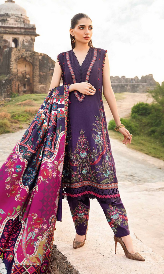Maria.B - 3PC (Unstitched) Heavy Embroidered Dhanak Suit - MB041