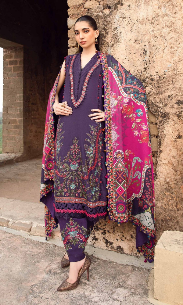 Maria.B - 3PC (Unstitched) Heavy Embroidered Dhanak Suit - MB041