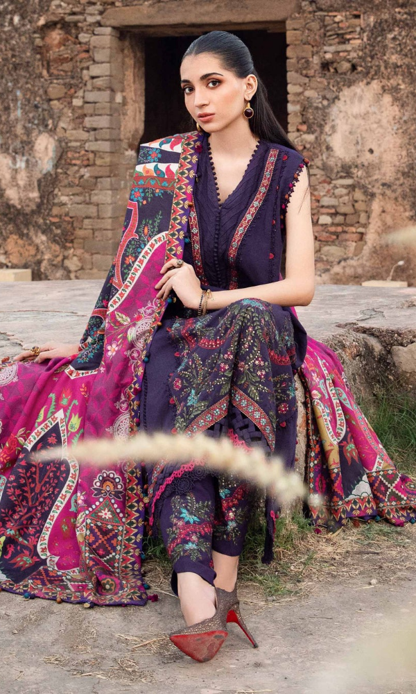 Maria.B - 3PC (Unstitched) Heavy Embroidered Dhanak Suit - MB041