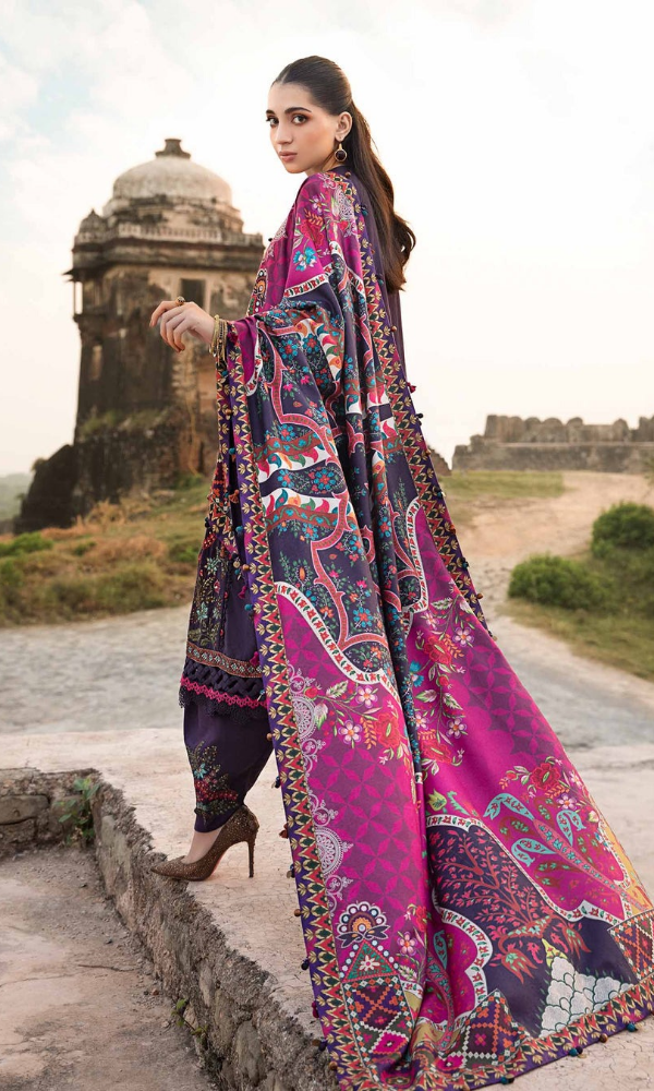 Maria.B - 3PC (Unstitched) Heavy Embroidered Dhanak Suit - MB041