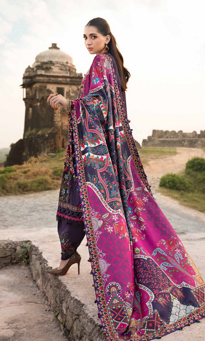 Maria.B - 3PC (Unstitched) Heavy Embroidered Dhanak Suit - MB041