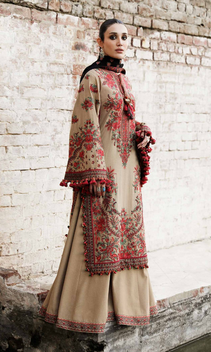 Hussain Rehar - 3PC (Unstitched) Embroided Dhanak Suit - HR7512