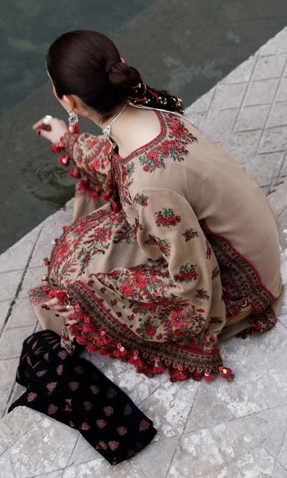 Hussain Rehar - 3PC (Unstitched) Embroided Dhanak Suit - HR7512