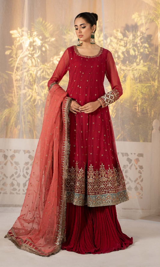 Maria.B - 3PC (Unstitched) Embroidered Organza Suit -