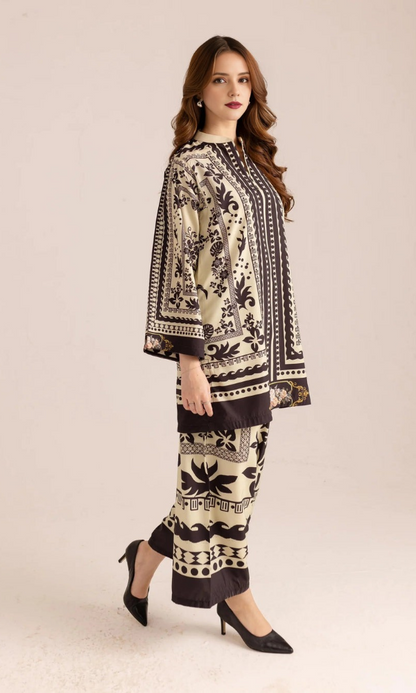 Sapphire - 2PC (Unstitched) Printed Shamoz Silk Suit - SP001