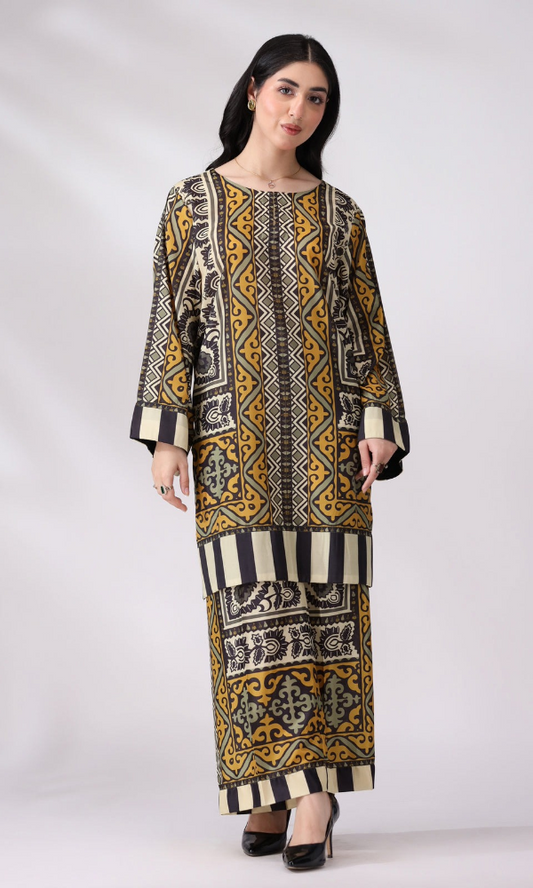 Mohagni - 2PC (Unstitched) Printed Shamoz Silk Suit - MG025