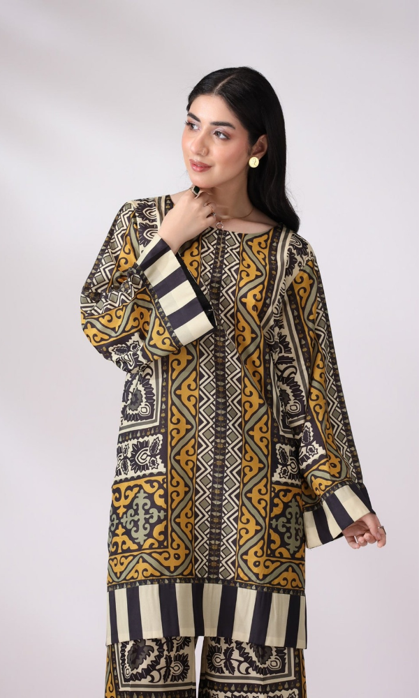 Mohagni - 2PC (Unstitched) Printed Shamoz Silk Suit - MG025