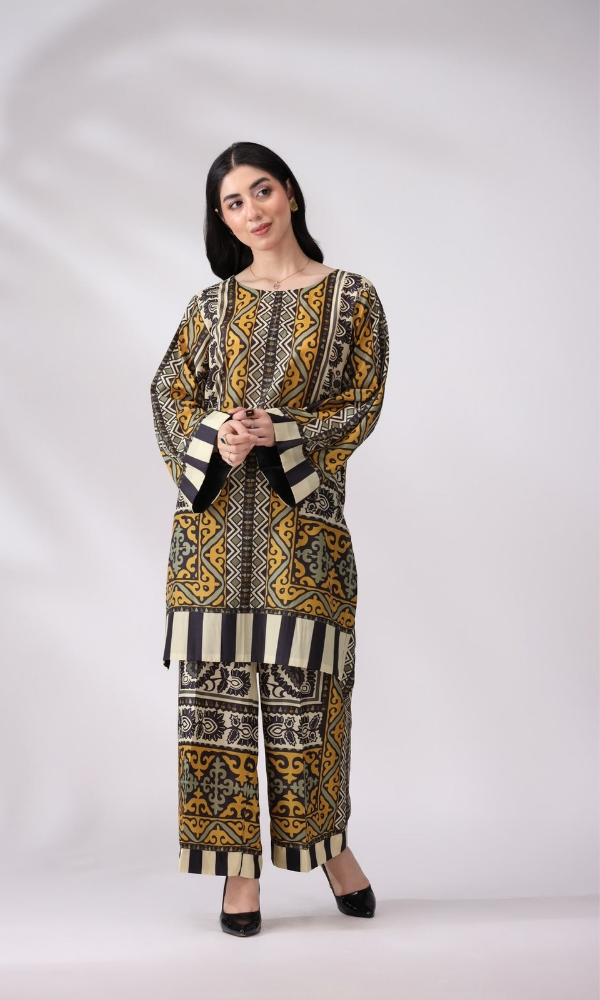 Mohagni - 2PC (Unstitched) Printed Shamoz Silk Suit - MG025