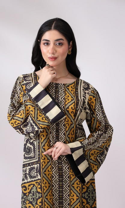 Mohagni - 2PC (Unstitched) Printed Shamoz Silk Suit - MG025