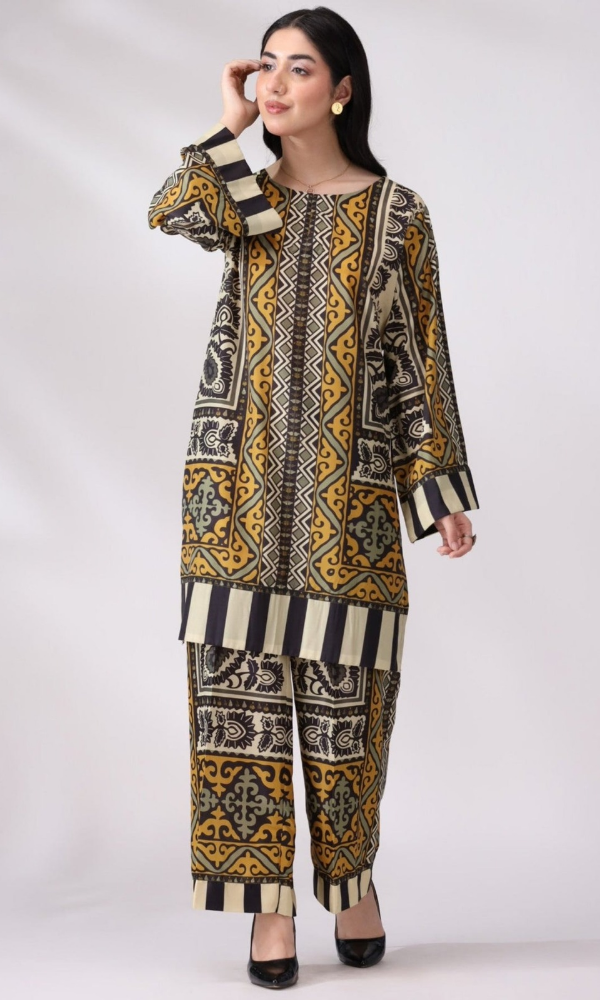 Mohagni - 2PC (Unstitched) Printed Shamoz Silk Suit - MG025