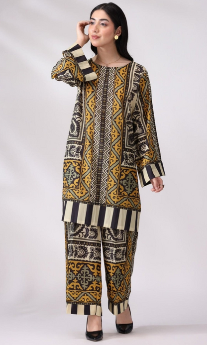 Mohagni - 2PC (Unstitched) Printed Shamoz Silk Suit - MG025