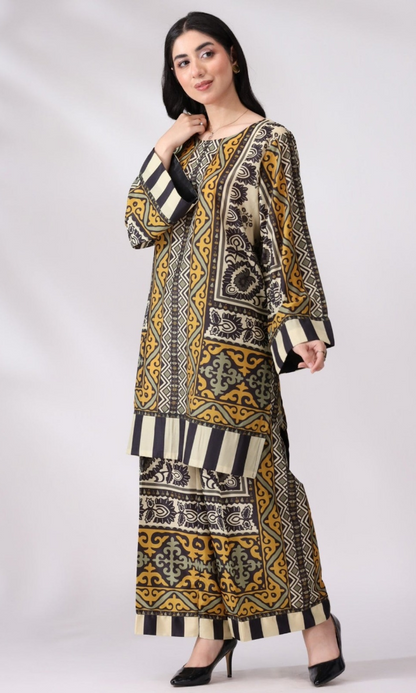 Mohagni - 2PC (Unstitched) Printed Shamoz Silk Suit - MG025