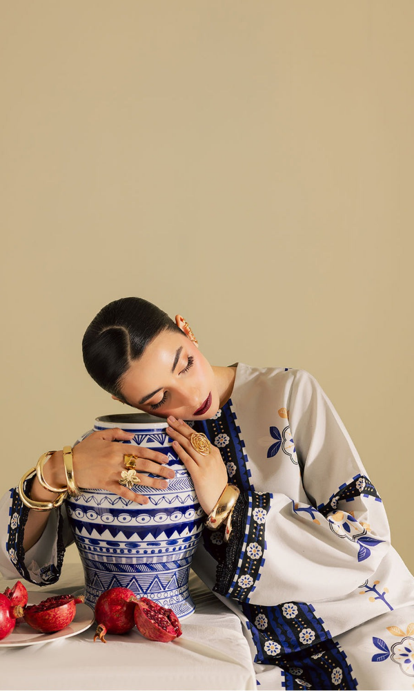 Vanya - 2PC (Unstitched) Printed Shamoz Silk Suit - VN075