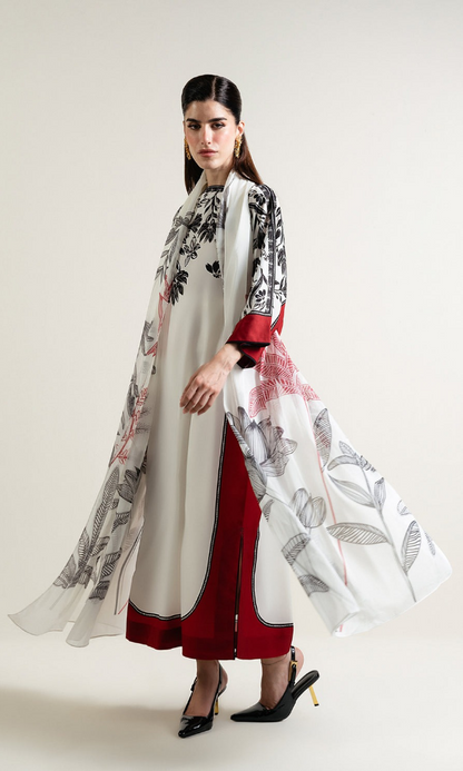 Lulusar - 3PC (Unstitched) Printed Shamoz Silk Suit - LS035