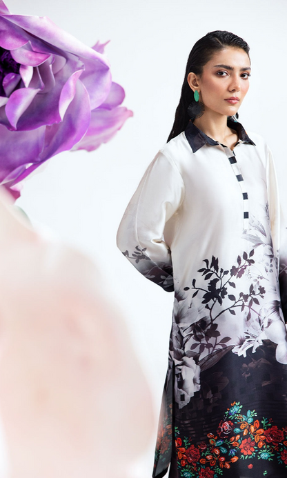 Afsana - 2PC (Unstitched) Printed Shamoz Silk Suit - AF081