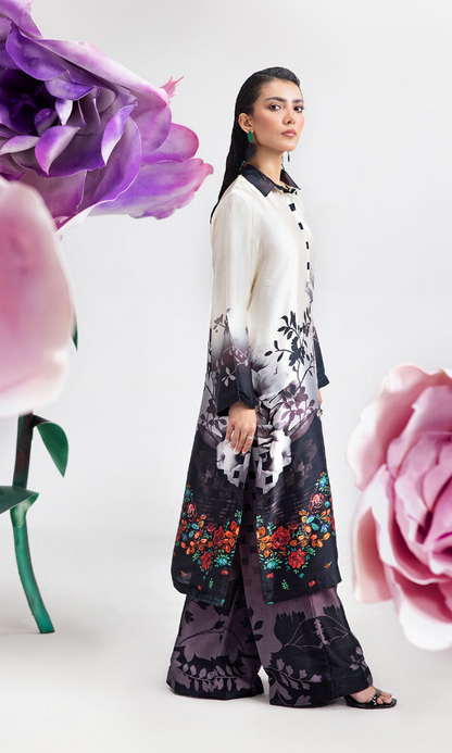 Afsana - 2PC (Unstitched) Printed Shamoz Silk Suit - AF081