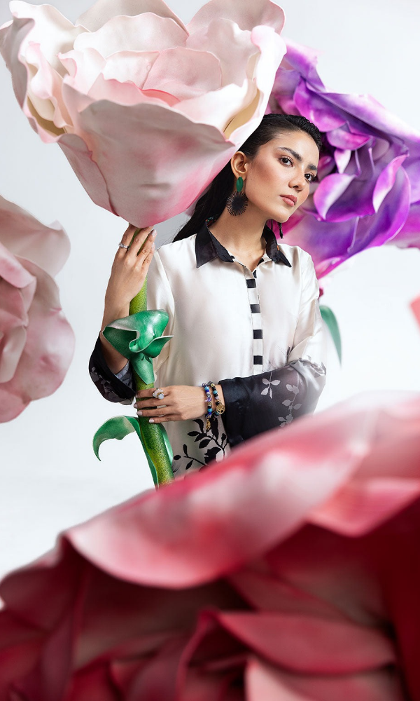 Afsana - 2PC (Unstitched) Printed Shamoz Silk Suit - AF081