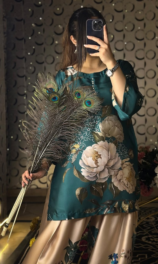 Sui Dhagha - 2PC (Unstitched) Printed Shamoz Silk Suit - SD013