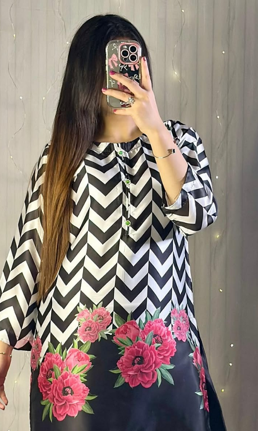 Sui Dhagha - 2PC (Unstitched) Printed Shamoz Silk Suit - SD012