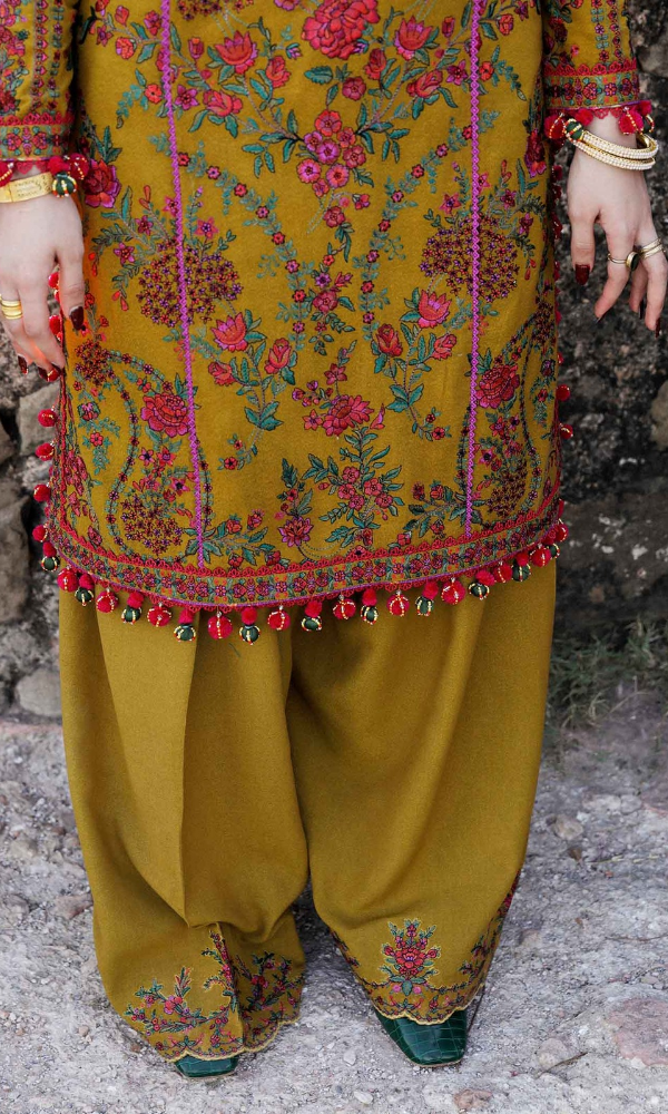 Hussain Rehar - 3PC (Unstitched) Embroidered Dhanak Suit - HR7514