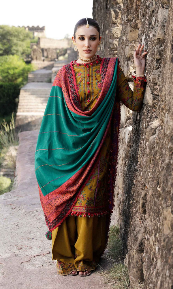 Hussain Rehar - 3PC (Unstitched) Embroidered Dhanak Suit - HR7514