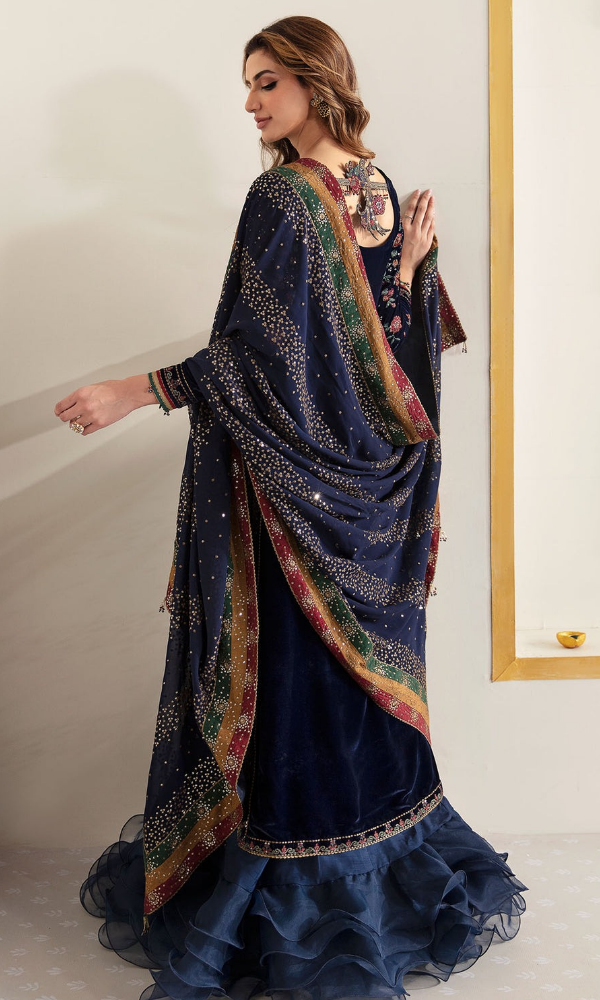 Jazmin - 3PC (Unstitched) 9000 Micro Velvet Embroidered Suit JZ-081