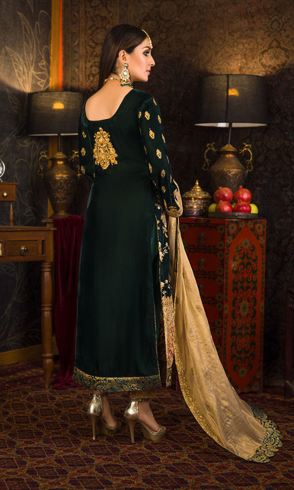 Asim Jofa - 3PC (Unstitched) 9000 Micro Velvet Embroidered Suit