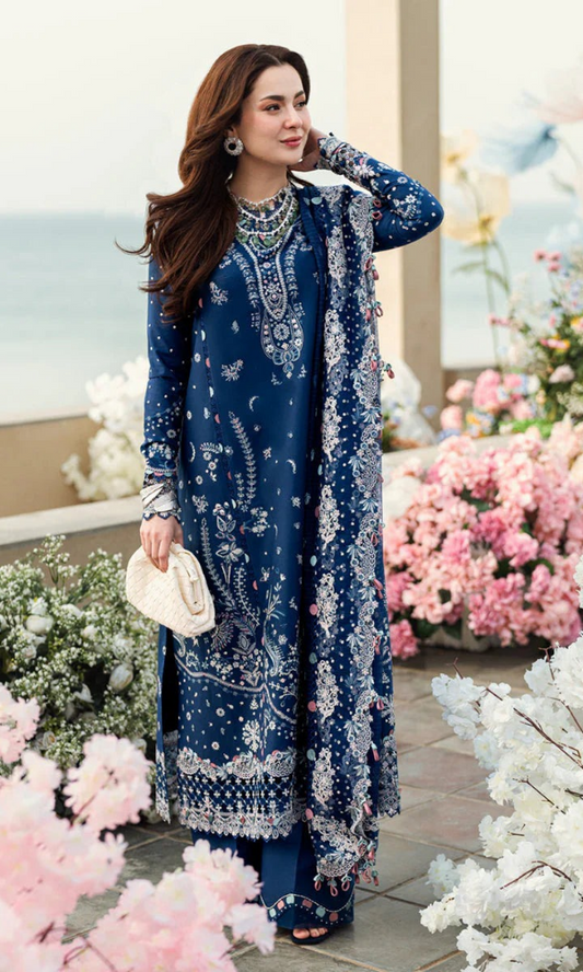 Qalamkar - 3PC (Unstitched) Embroidered Chickenkari Lawn Suit - GKA7098