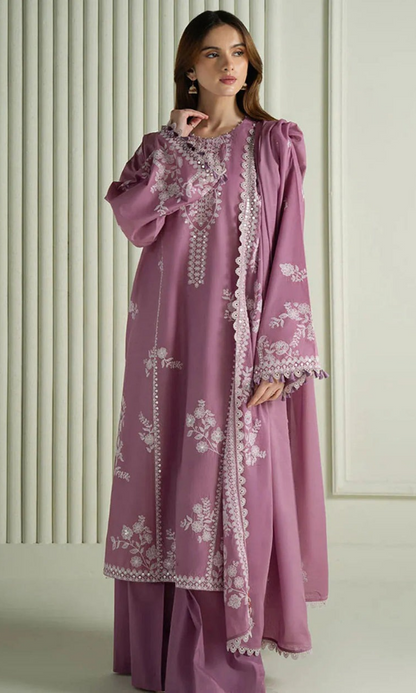 Cross Stich -3PC (Unstitched) Embroidered Lawn Suit - CS