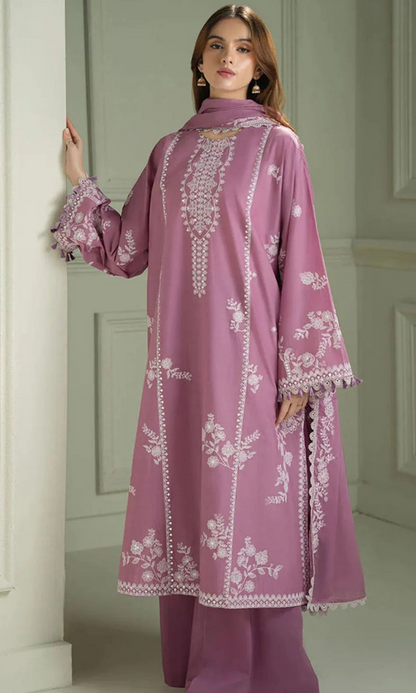 Cross Stich -3PC (Unstitched) Embroidered Lawn Suit - CS