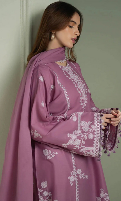 Cross Stich -3PC (Unstitched) Embroidered Lawn Suit - CS
