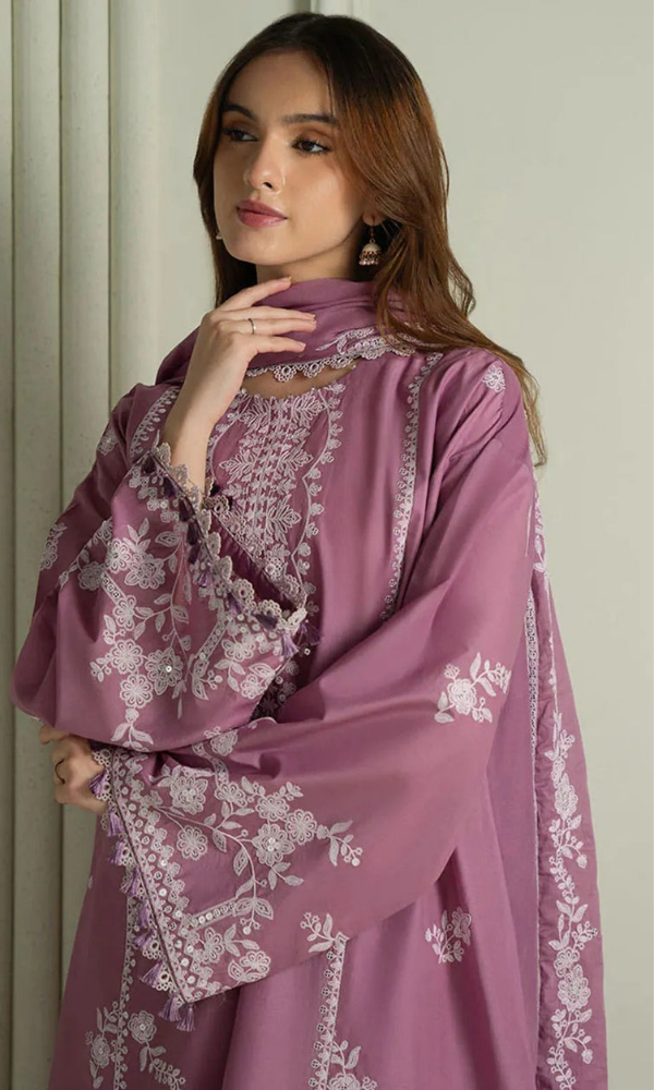 Cross Stich -3PC (Unstitched) Embroidered Lawn Suit - CS