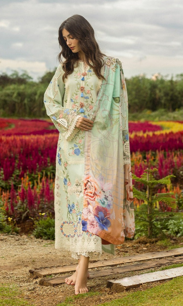 Mushq - 3PC (Unstitched) Chicken Kari Heavy Embroidered Lawn Suit - GKA2454