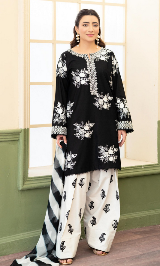 Zara Shahjahan - 3PC (Unstitched) Embroidered Lawn Suit -