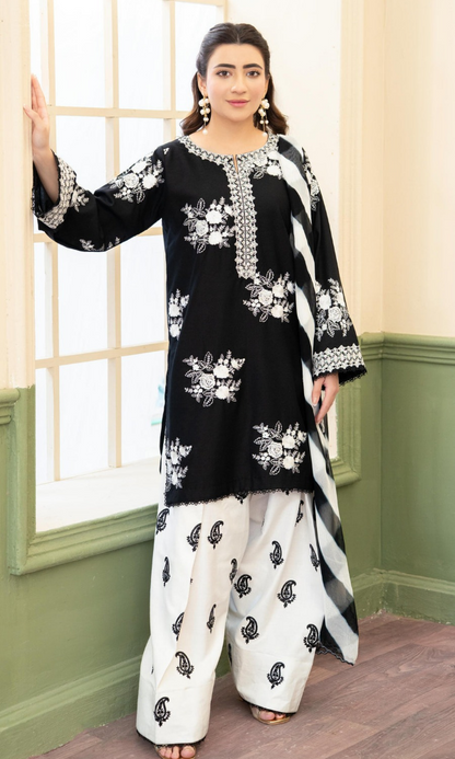 Zara Shahjahan - 3PC (Unstitched) Embroidered Lawn Suit -