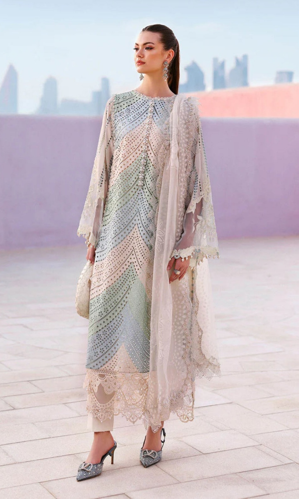 Maria.b - 3PC (Unstitched) Embroidered Chickenkari Lawn Suit - MB02