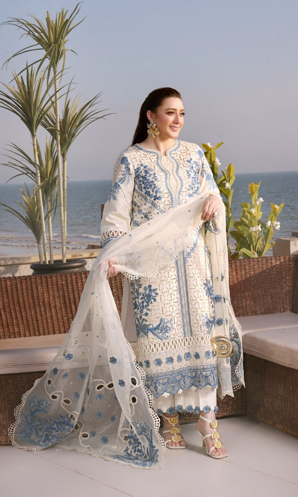 Aneelas - 3PC (Unstitched) Embroidered Chickenkari Lawn Suit - AN