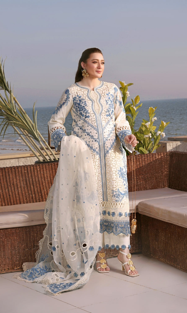 Aneelas - 3PC (Unstitched) Embroidered Chickenkari Lawn Suit - AN