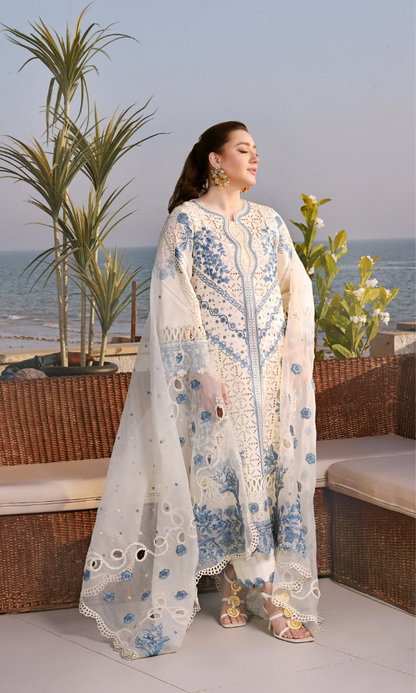 Aneelas - 3PC (Unstitched) Embroidered Chickenkari Lawn Suit - AN