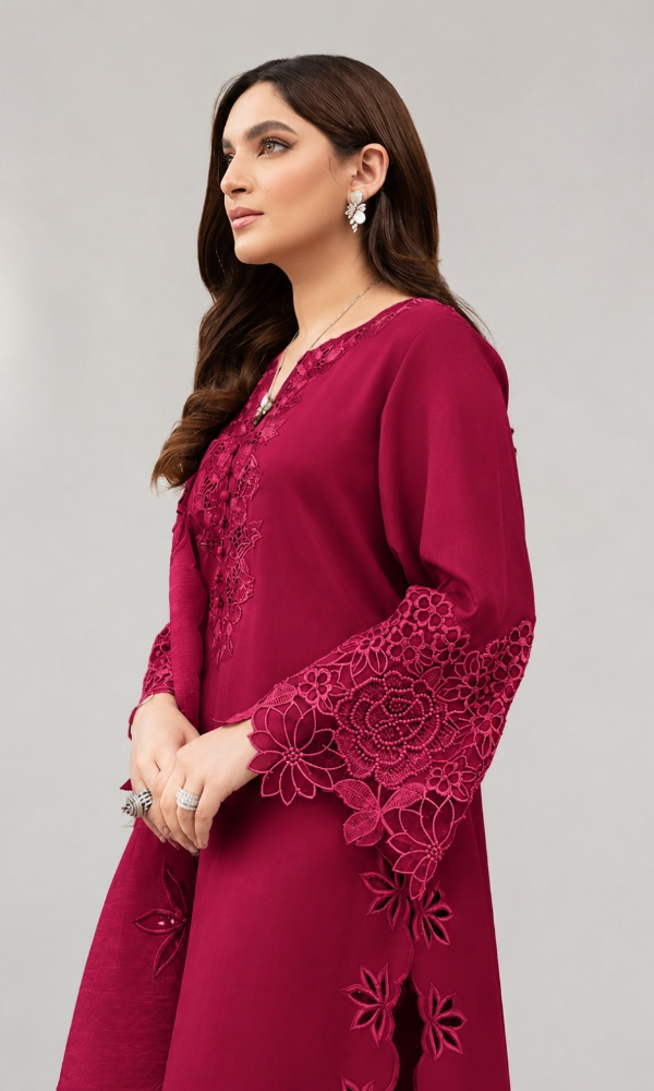 Nadia Farooqi - 3PC (Unstitched) Dhanak Embroidered Suit - GIR60