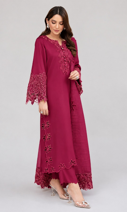 Nadia Farooqi - 3PC (Unstitched) Dhanak Embroidered Suit - GIR60