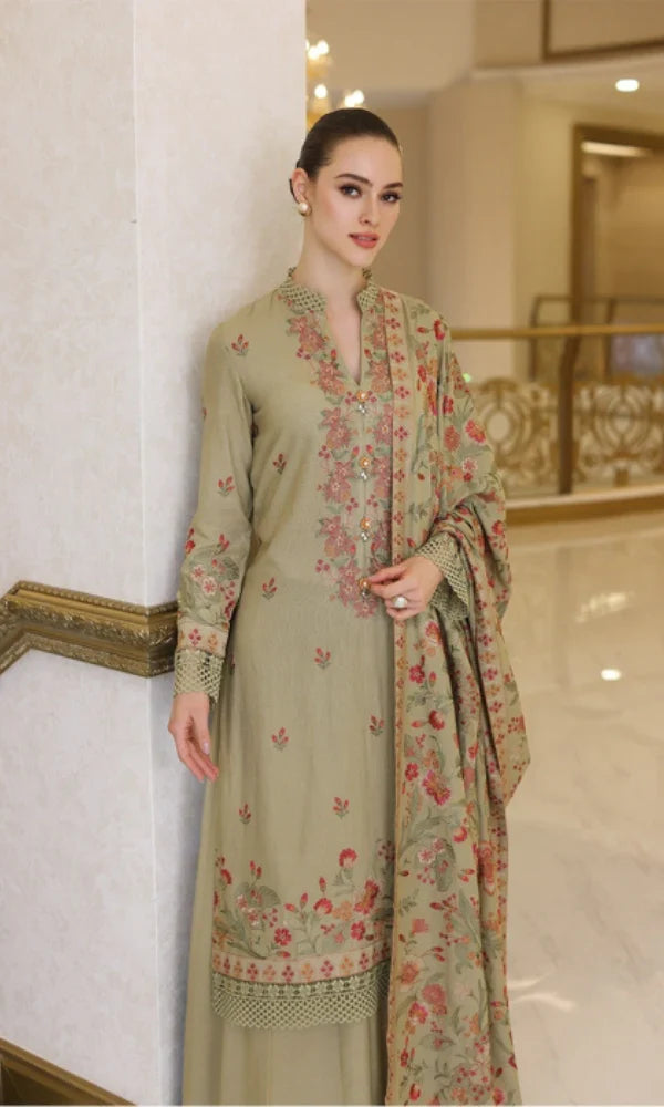 Bareeze - 3PC Heavy Embroidered Dhanak Suit - GKA7505