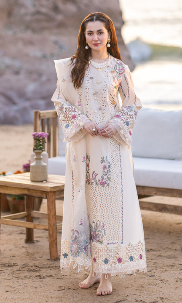 Qalamkar - 3PC (Unstitched) Embroidered Sequence Chickenkari Dhanak Suit - GKA7096