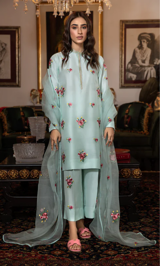 Bareeze - 3PC (Unstitched) Embroidered Shamoz Silk Suit - BR01