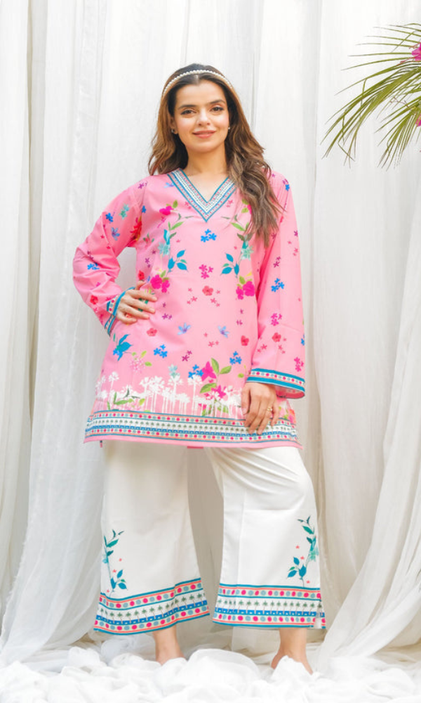 Sui Dhagha - 2PC (Unstitched) Printed Shamoz Silk  Suit - SD011