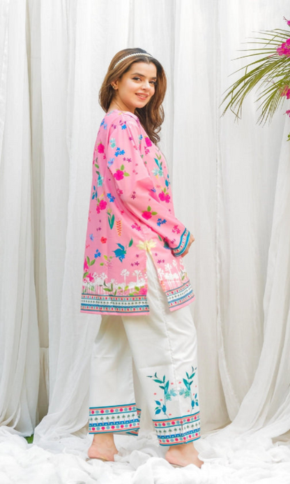 Sui Dhagha - 2PC (Unstitched) Printed Shamoz Silk  Suit - SD011